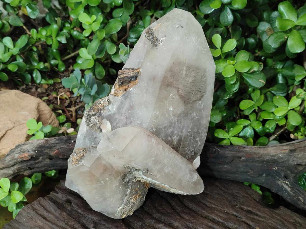 Natural XL Smokey Quartz Crystal with Schorl Black Tourmaline and Boitite Mica x 1 From Erongo, Namibia
