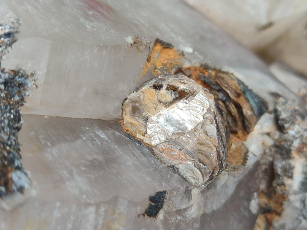 Natural XL Smokey Quartz Crystal with Schorl Black Tourmaline and Boitite Mica x 1 From Erongo, Namibia