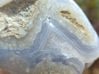 Polished and Natural Blue Lace Agate Standing Display Pieces x 3 From Nsanje, Malawi