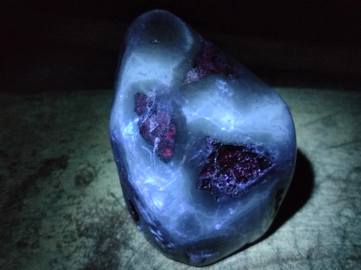 Polished and Natural Blue Lace Agate Standing Display Pieces x 3 From Nsanje, Malawi