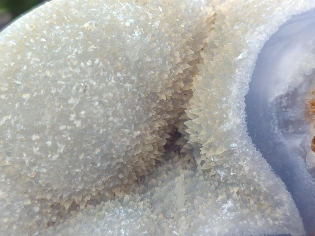 Polished and Natural Blue Lace Agate Standing Display Pieces x 3 From Nsanje, Malawi