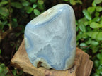 Polished and Natural Blue Lace Agate Standing Display Pieces x 3 From Nsanje, Malawi