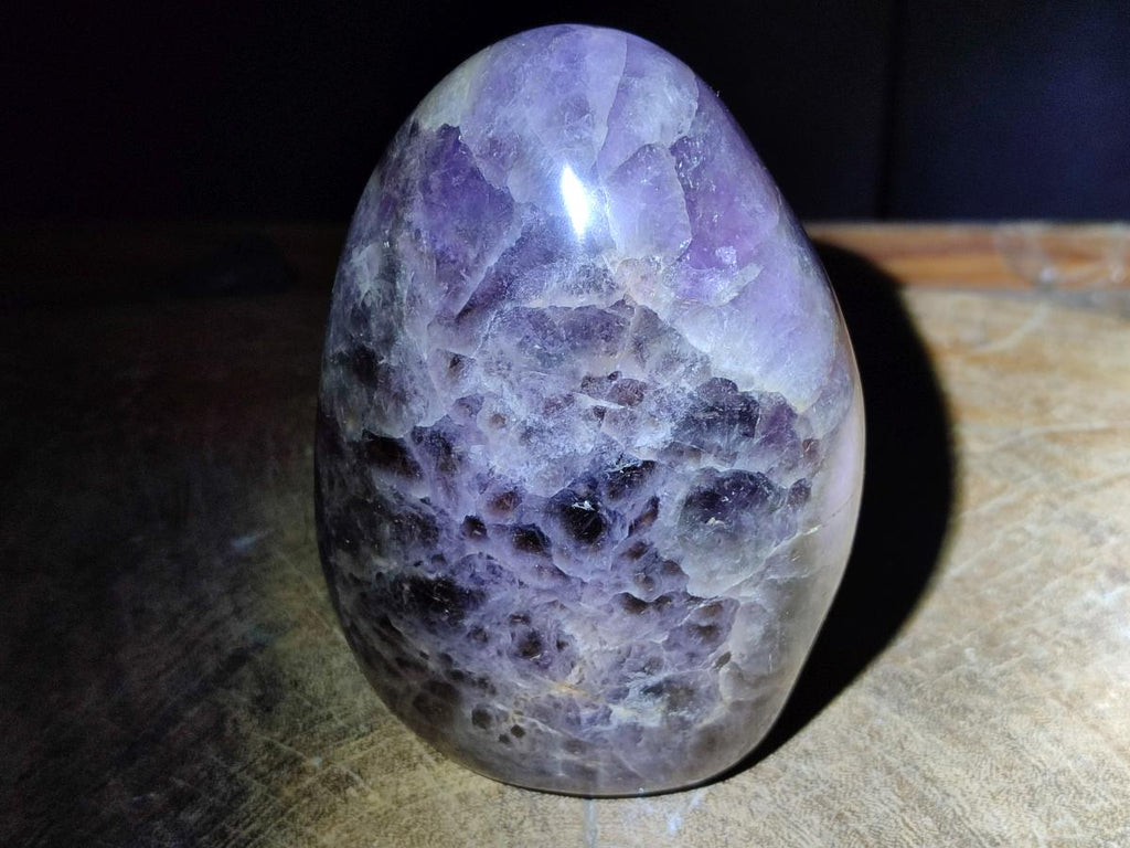 Polished Large Purple Smokey Chevron Amethyst Standing Display Piece x 1 From Madagascar