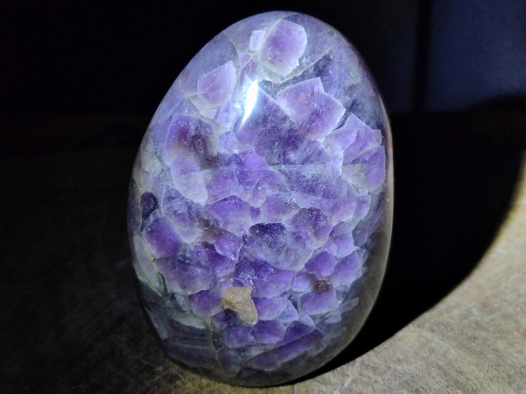 Polished Large Purple Smokey Chevron Amethyst Standing Display Piece x 1 From Madagascar