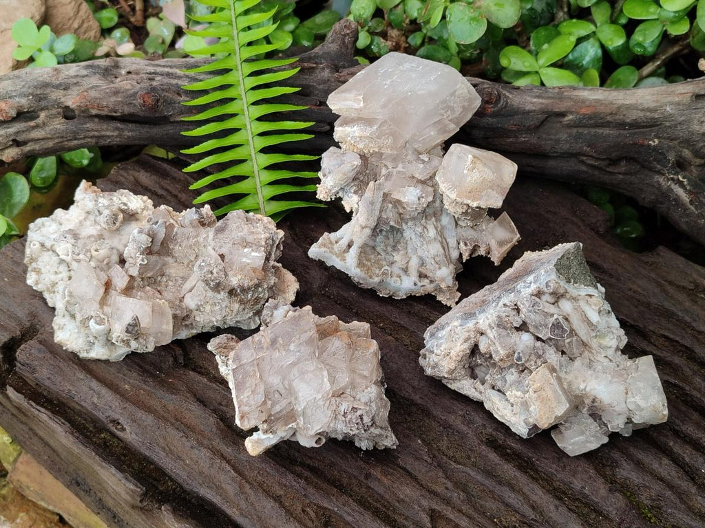 Natural Stacked Rhomboherdral Calcite Specimens with Drusy Spearhead Crystals x 4 From Albert's Mountain, Lesotho