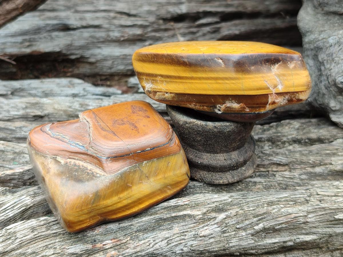 Polished Golden Tigers Eye Tumbled Free Forms x 35 From Prieska, South Africa