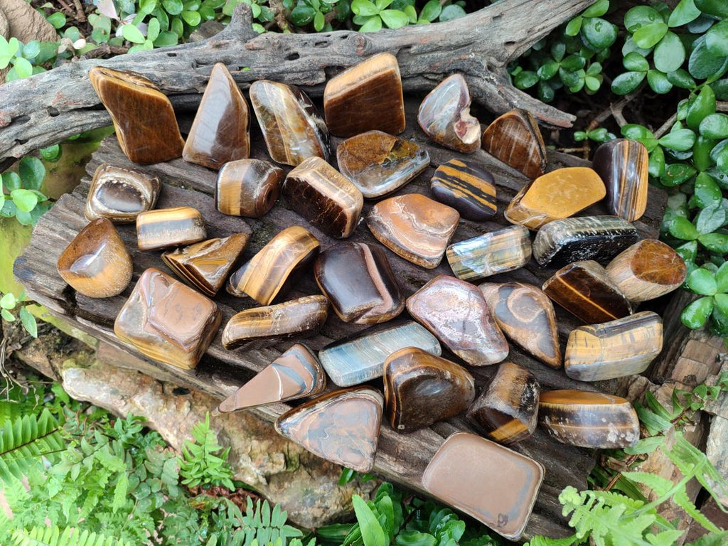 Polished Golden Tigers Eye Tumbled Free Forms x 35 From Prieska, South Africa