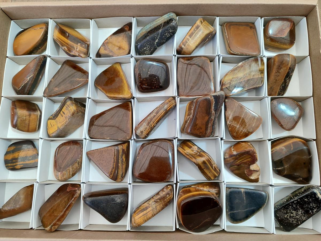 Polished Golden Tigers Eye Tumbled Free Forms x 35 From Prieska, South Africa
