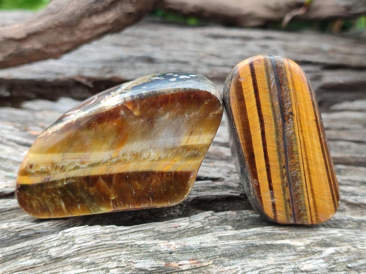 Polished Golden Tigers Eye Tumbled Free Forms x 35 From Prieska, South Africa