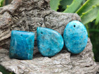 Polished Blue Apatite Pendants x 20 From Betroka, Madagascar