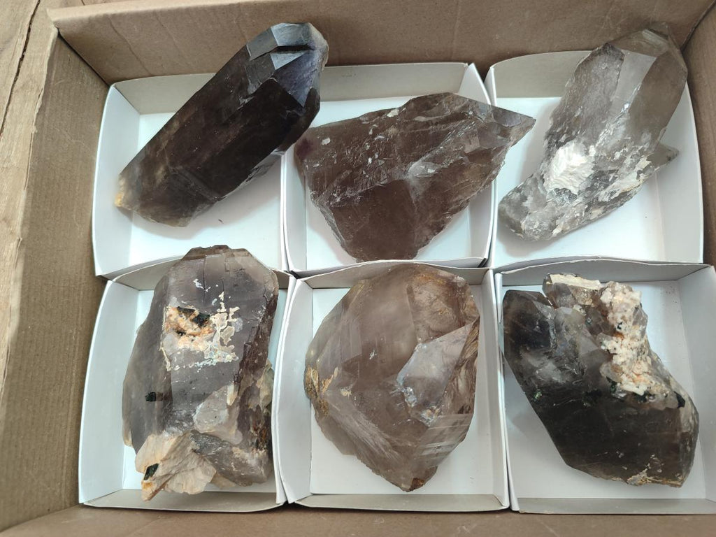 Natural Smokey Quartz Crystals x 6 From Zomba Plateau, Malawi
