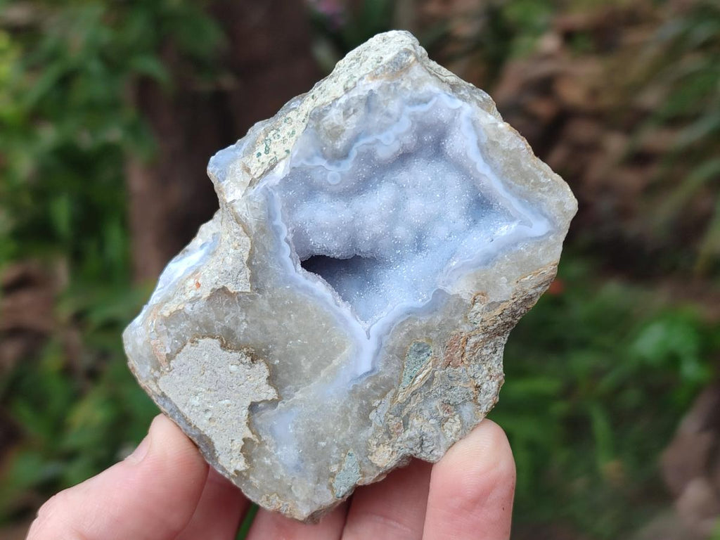 Polished One Side Blue Lace Agate Geodes x 6 From Nsanje, Malawi