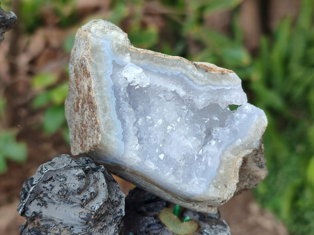 Polished One Side Blue Lace Agate Geodes x 6 From Nsanje, Malawi