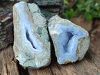 Polished One Side Blue Lace Agate Geodes x 6 From Nsanje, Malawi