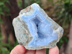 Polished One Side Blue Lace Agate Geodes x 6 From Nsanje, Malawi