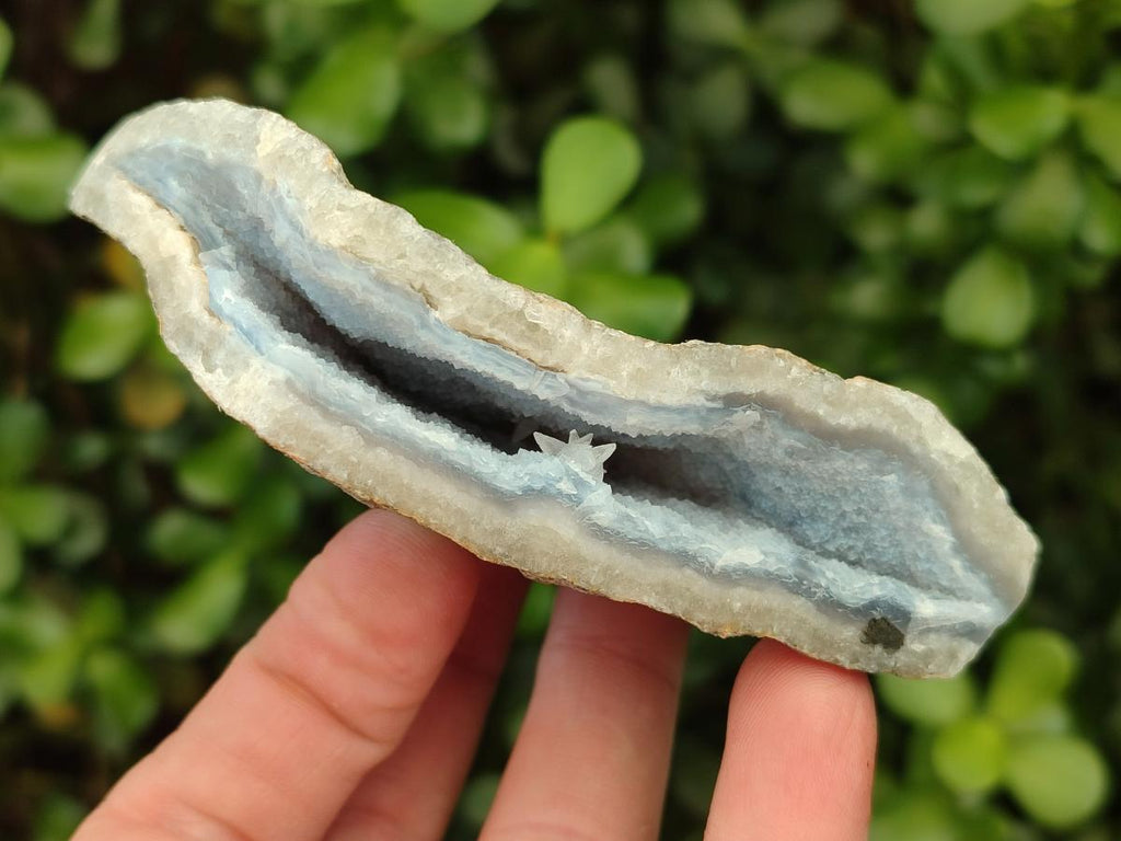Polished One Side Blue Lace Agate Geodes x 6 From Nsanje, Malawi