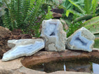 Polished One Side Blue Lace Agate Geodes x 6 From Nsanje, Malawi