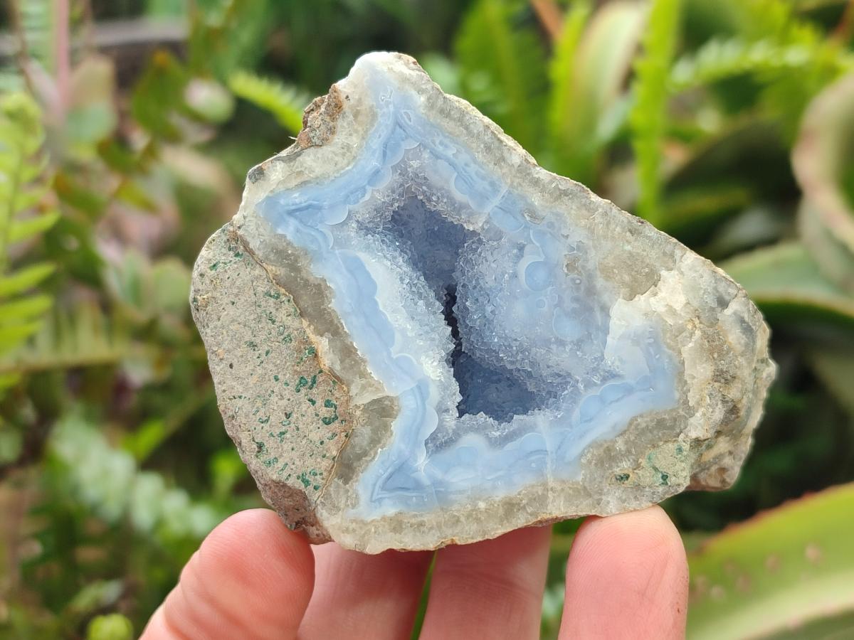 Polished One Side Blue Lace Agate Geodes x 6 From Nsanje, Malawi
