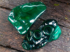 Polished and Natural Flower Banded Malachite Free Forms x 6 From Congo