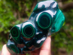 Polished and Natural Flower Banded Malachite Free Forms x 6 From Congo