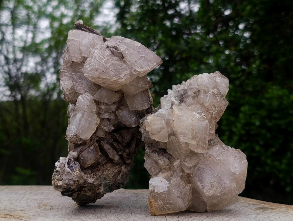 Natural Stacked Rhombohedral Calcite Specimens x 2 From Albert's Mountain, Lesotho