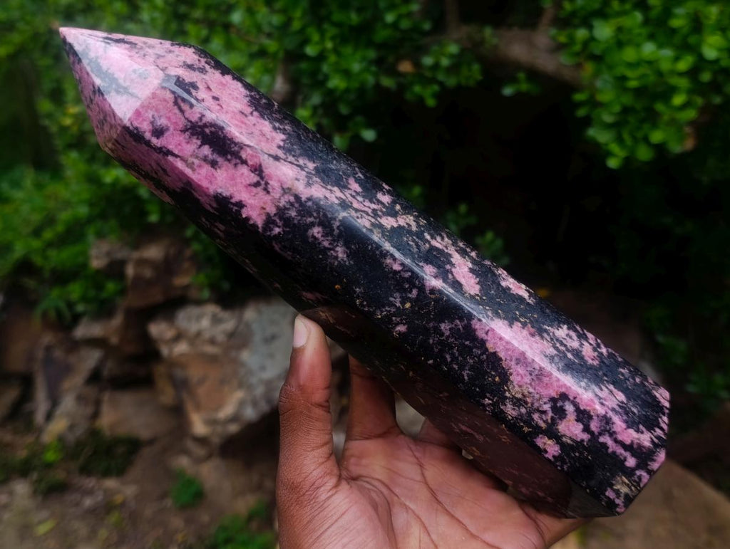 Polished Large Rhodonite Gemstone Tower x 1 From Ambindavato, Madagascar