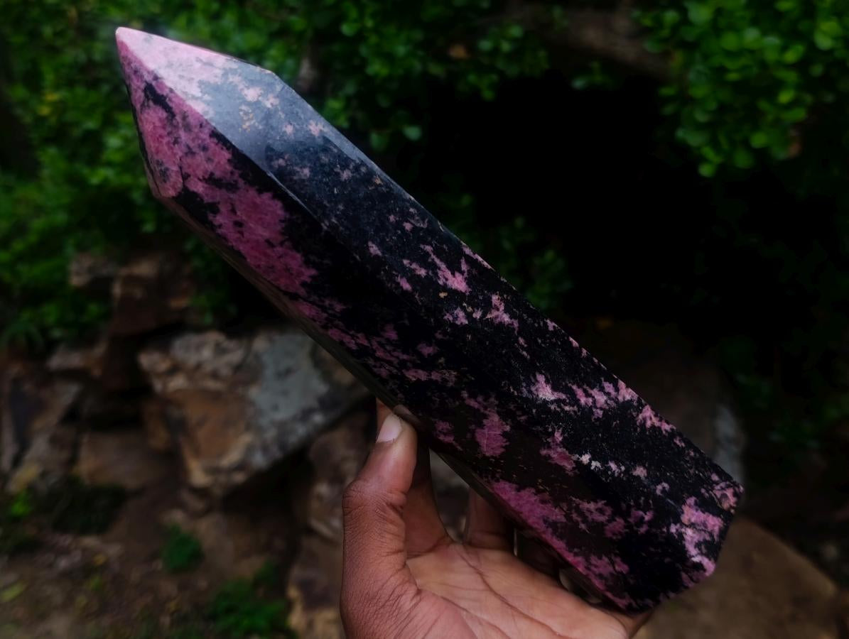 Polished Large Rhodonite Gemstone Tower x 1 From Ambindavato, Madagascar