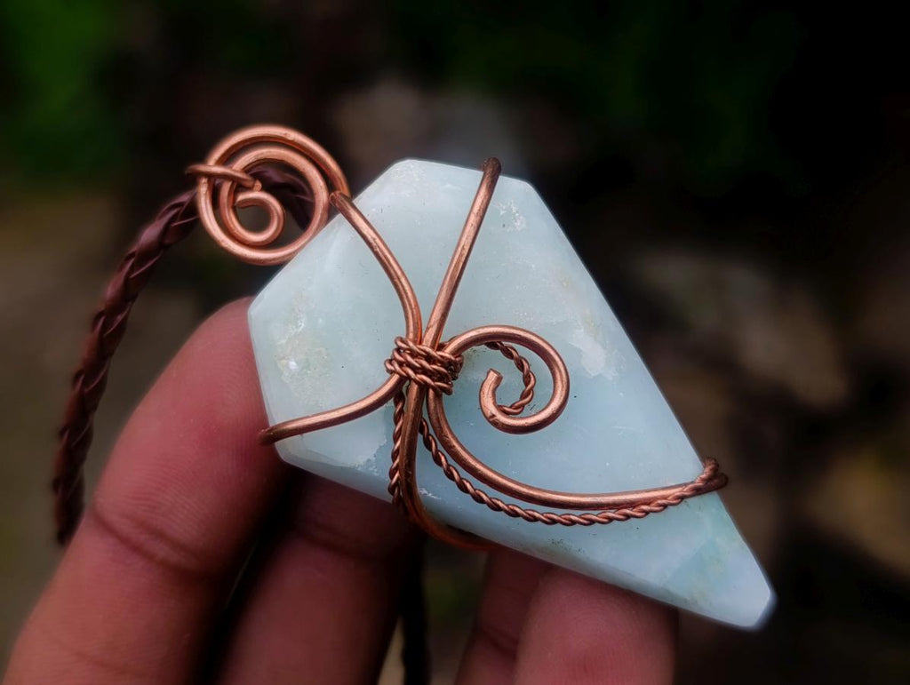 Hand Made Blue Smithsonite Copper Wire Wrapped Stone Necklaces x 12 From South Africa