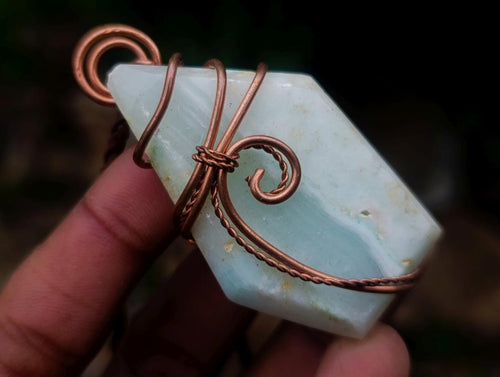 Hand Made Blue Smithsonite Copper Wire Wrapped Stone Necklaces x 12 From South Africa