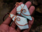 Hand Made Blue Smithsonite Copper Wire Wrapped Stone Necklaces x 12 From South Africa