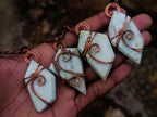 Hand Made Blue Smithsonite Copper Wire Wrapped Stone Necklaces x 12 From South Africa