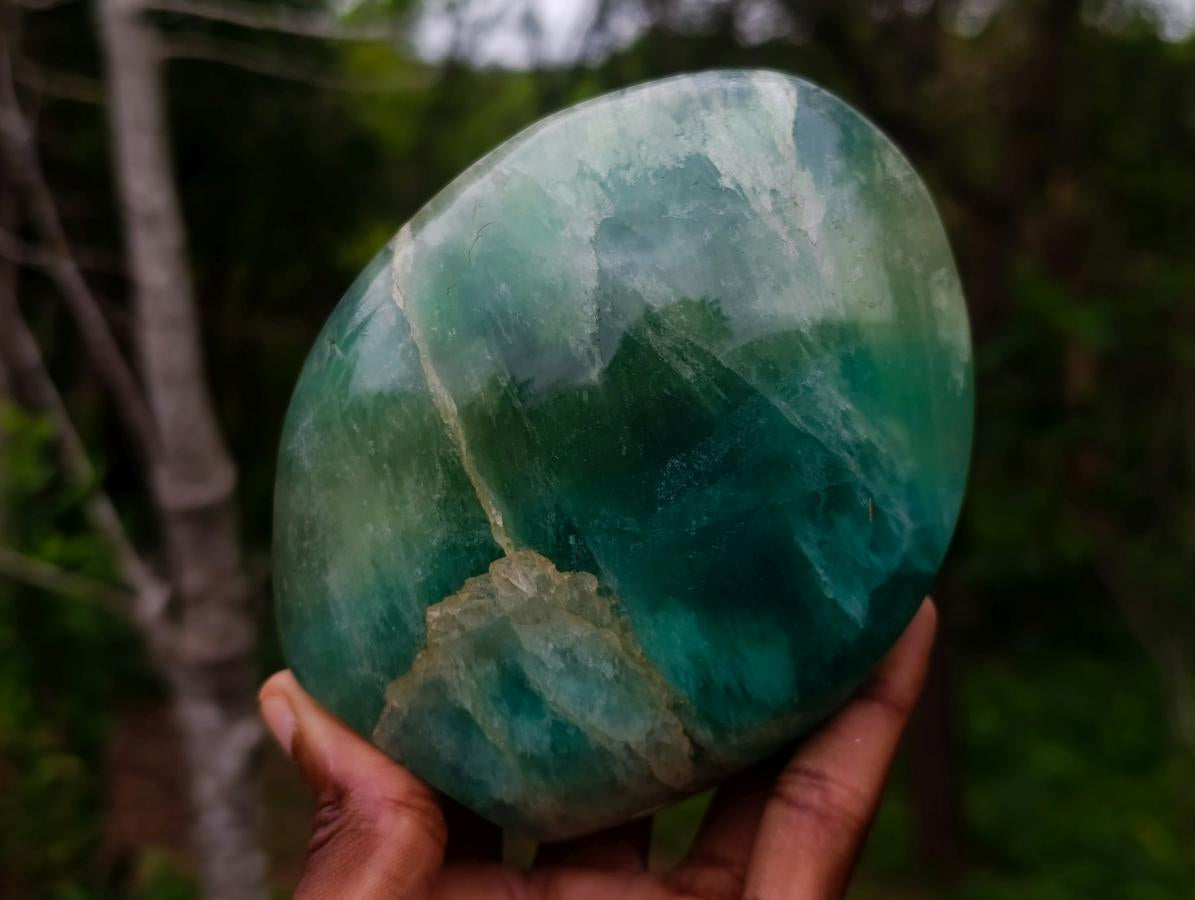 Polished Green Fluorite Standing Display Pieces x 2 From Madagascar