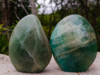 Polished Green Fluorite Standing Display Pieces x 2 From Madagascar
