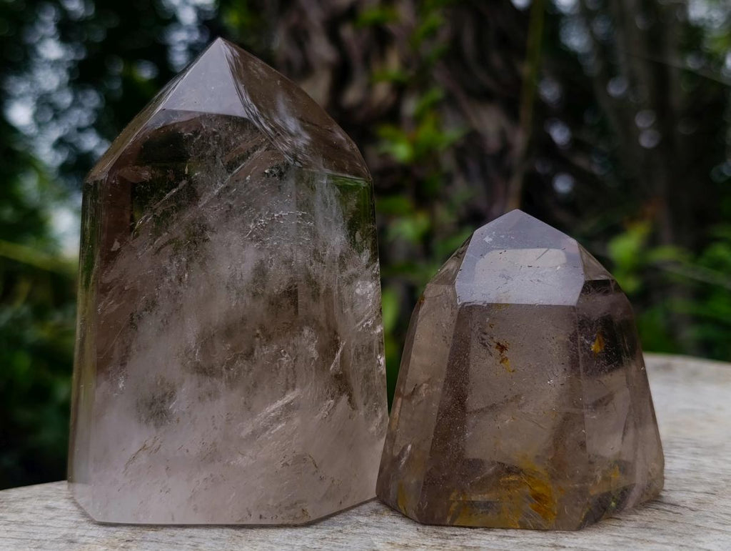Polished Smokey Quartz Crystals x 4 From Madagascar