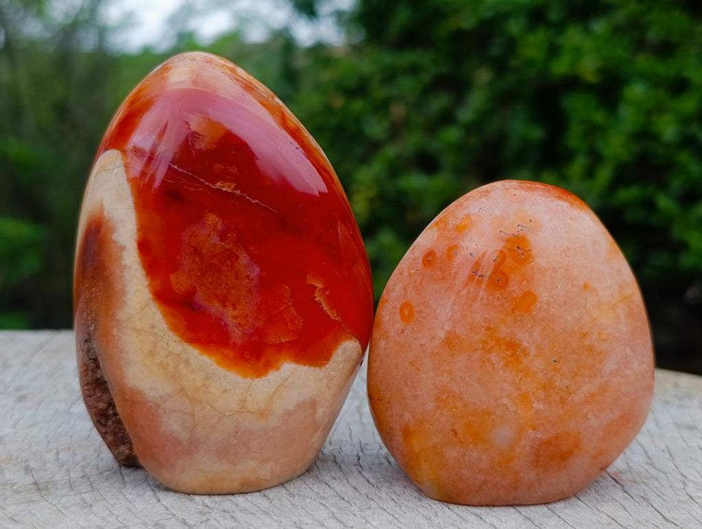 Polished Carnelian Agate Gemstone Standing Display Pieces x 4 From Madagascar