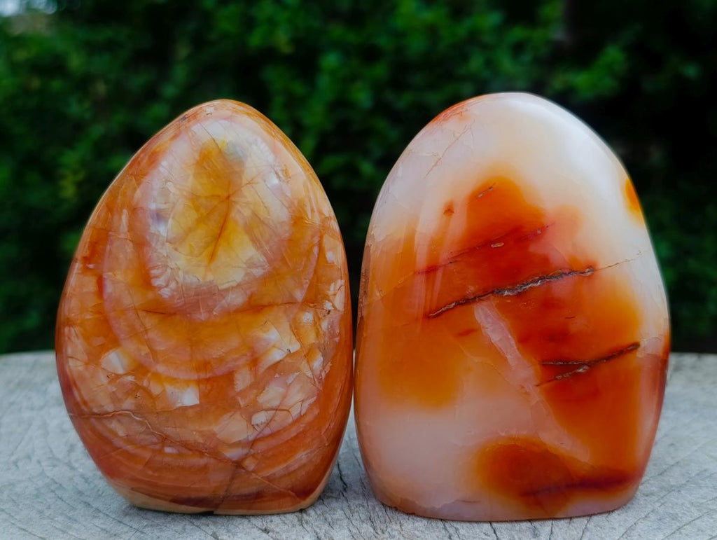 Polished Carnelian Agate Gemstone Standing Display Pieces x 4 From Madagascar