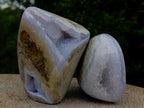 Polished and Natural Blue Lace Agate Standing Display Pieces x 2 From Nsanje, Malawi