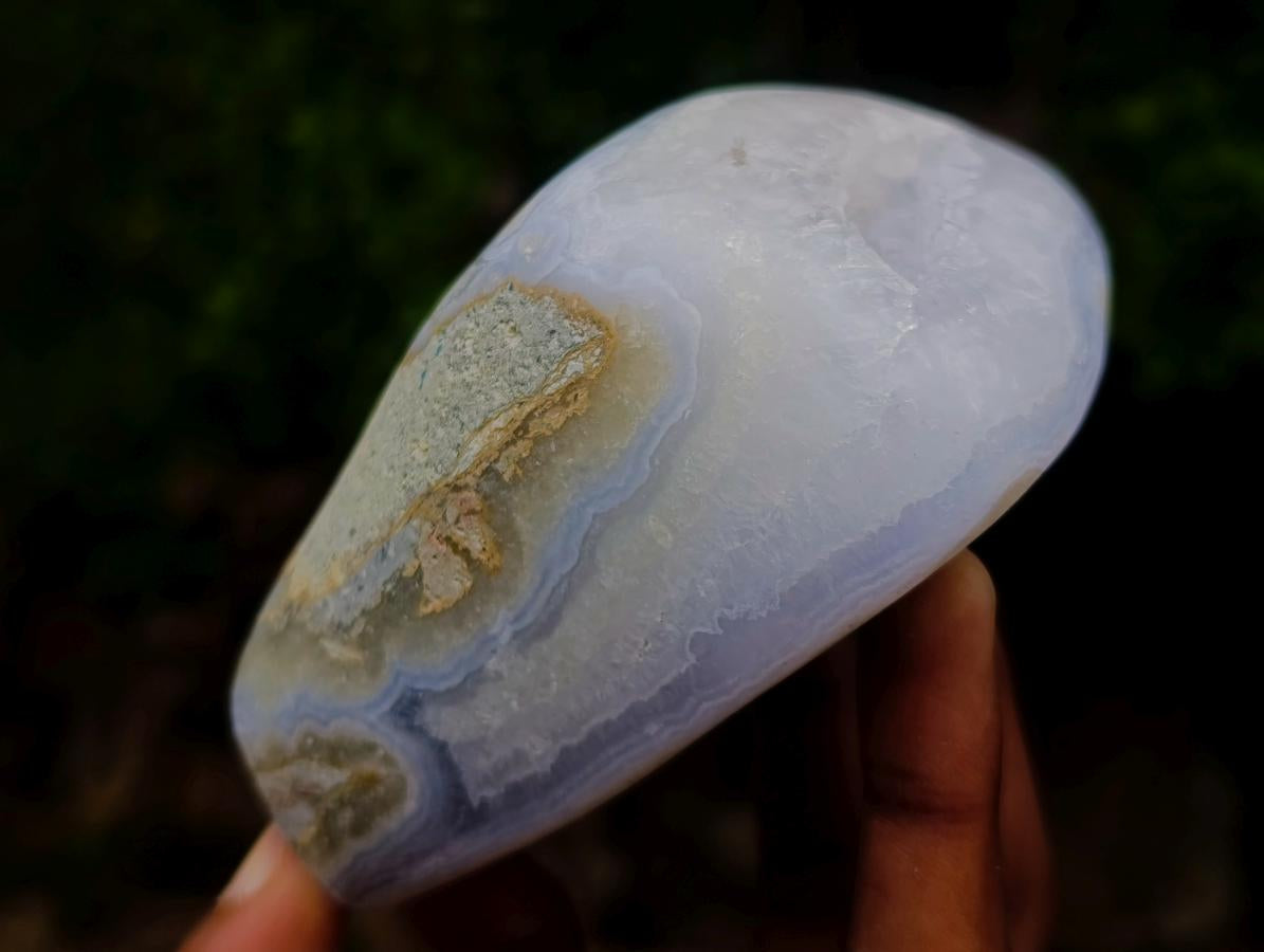 Polished and Natural Blue Lace Agate Standing Display Pieces x 2 From Nsanje, Malawi