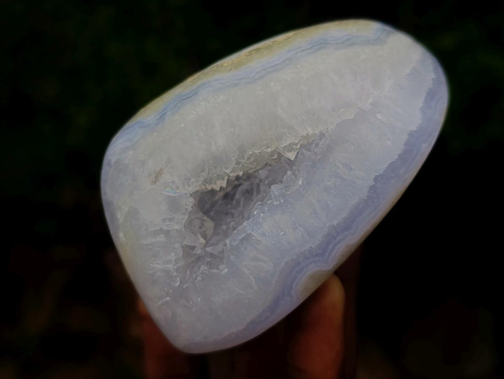 Polished and Natural Blue Lace Agate Standing Display Pieces x 2 From Nsanje, Malawi