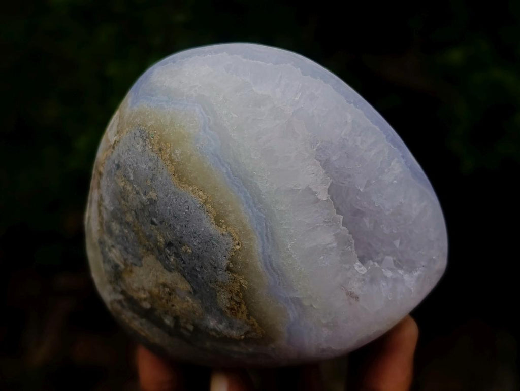 Polished and Natural Blue Lace Agate Standing Display Pieces x 2 From Nsanje, Malawi