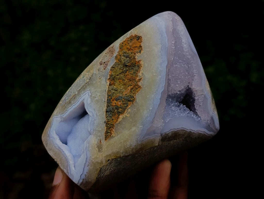 Polished and Natural Blue Lace Agate Standing Display Pieces x 2 From Nsanje, Malawi
