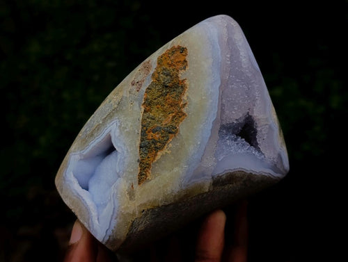 Polished and Natural Blue Lace Agate Standing Display Pieces x 2 From Nsanje, Malawi