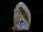 Polished and Natural Blue Lace Agate Standing Display Pieces x 2 From Nsanje, Malawi