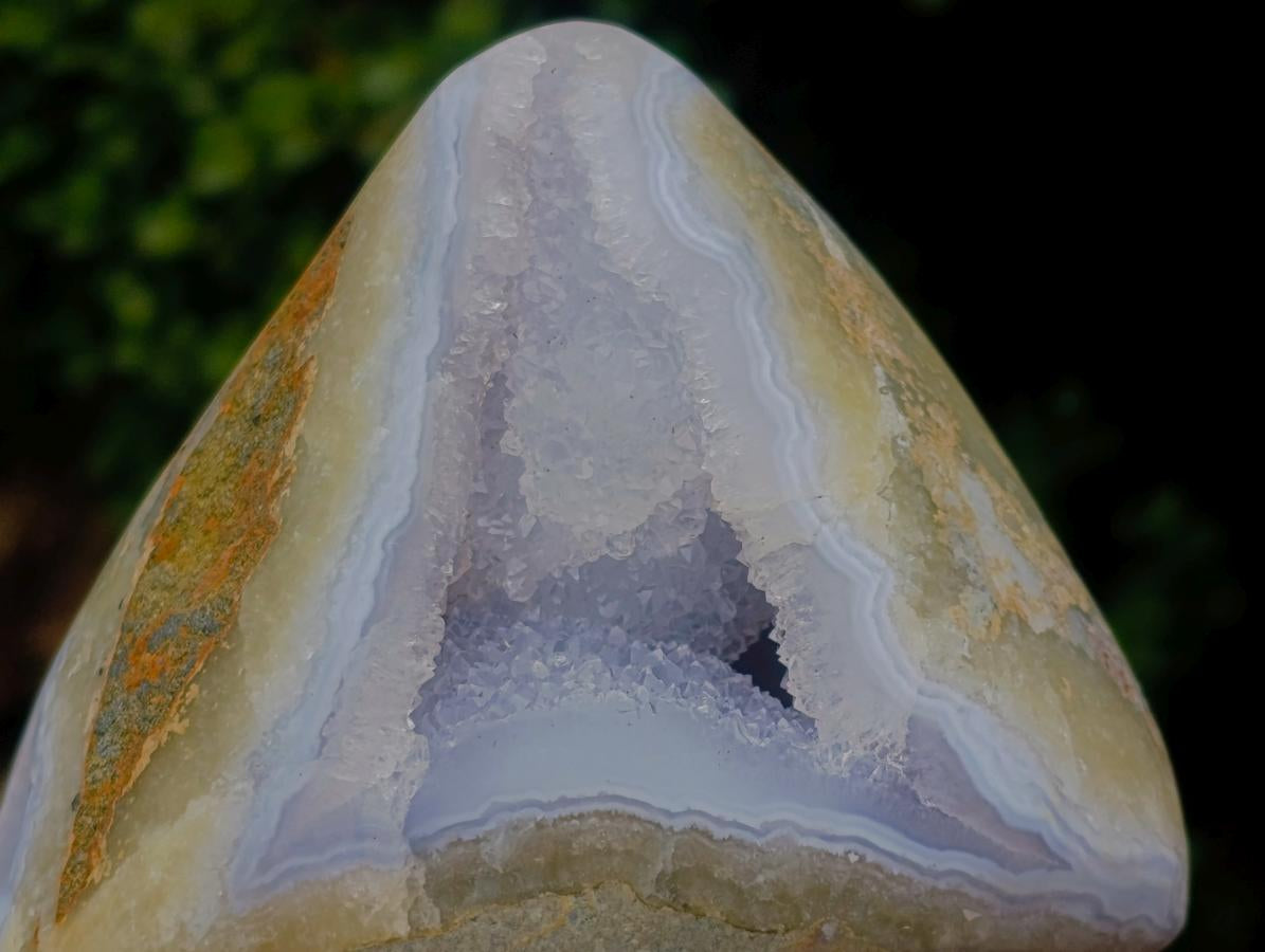 Polished and Natural Blue Lace Agate Standing Display Pieces x 2 From Nsanje, Malawi