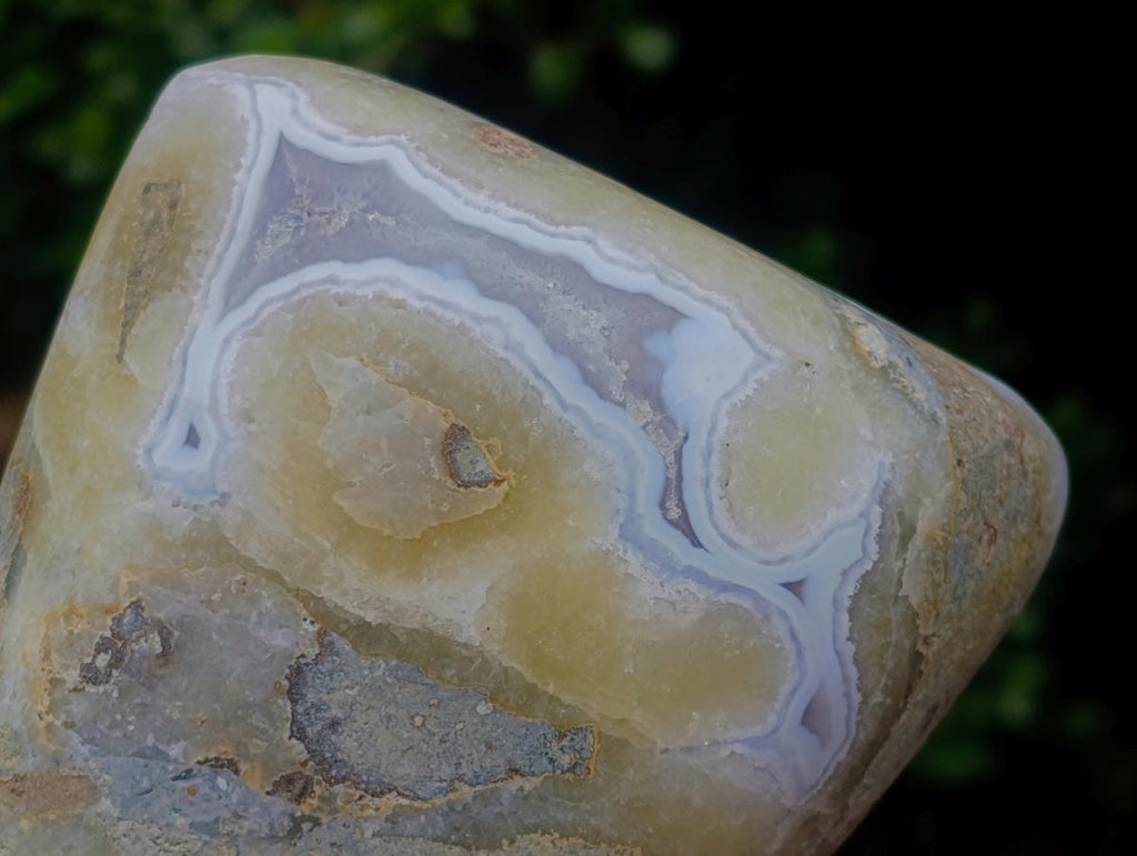 Polished and Natural Blue Lace Agate Standing Display Pieces x 2 From Nsanje, Malawi