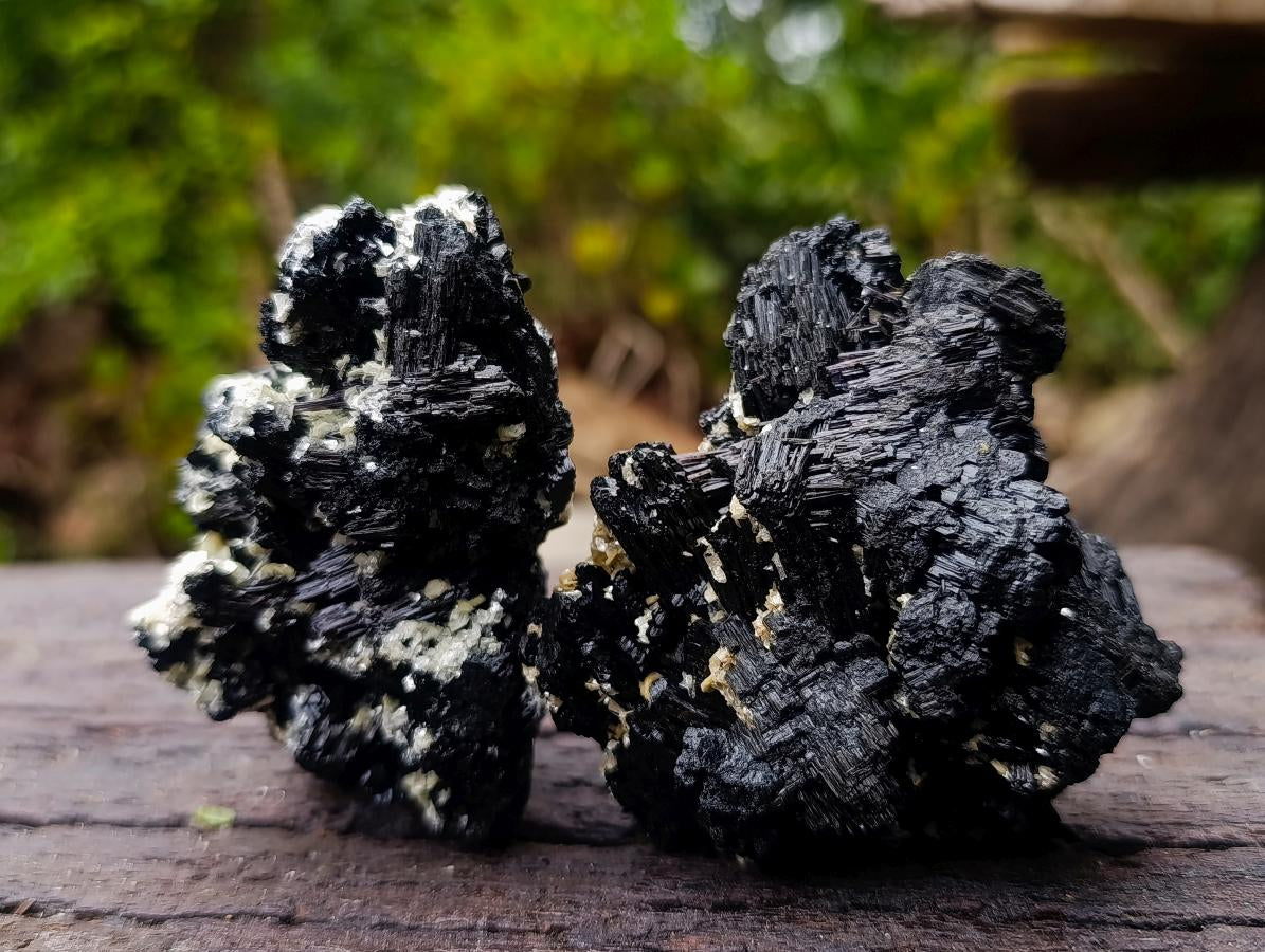 Natural Schorl Black Foitite Tourmaline Specimens with Muscovite Mica x 6 From Erongo, Namibia