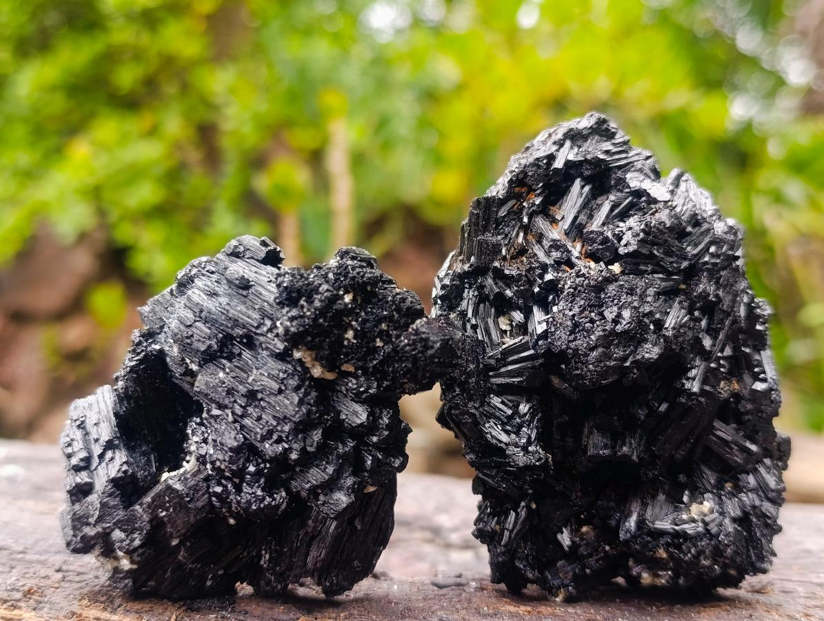 Natural Schorl Black Foitite Tourmaline Specimens with Muscovite Mica x 6 From Erongo, Namibia