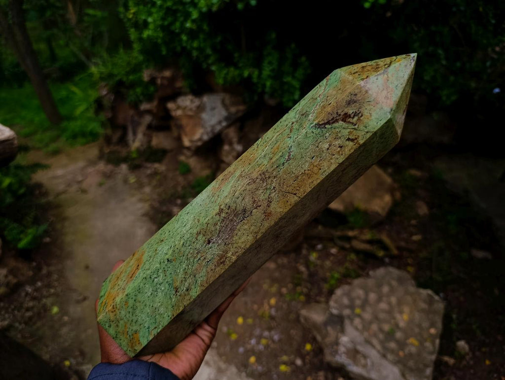Polished Large Green Chrysoprase Tower x 1 From Ambatondrazaka, Madagascar