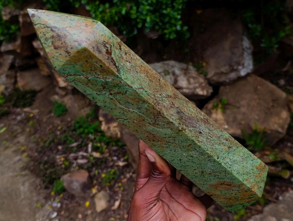 Polished Large Green Chrysoprase Tower x 1 From Ambatondrazaka, Madagascar