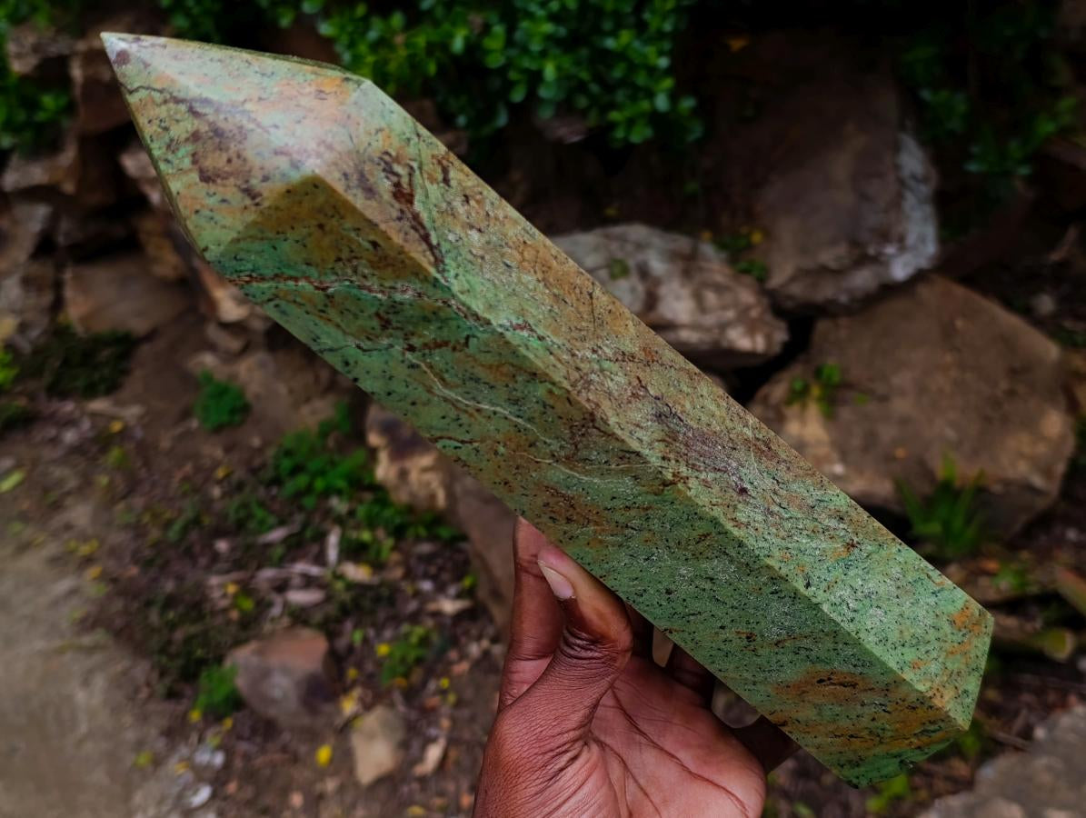 Polished Large Green Chrysoprase Tower x 1 From Ambatondrazaka, Madagascar